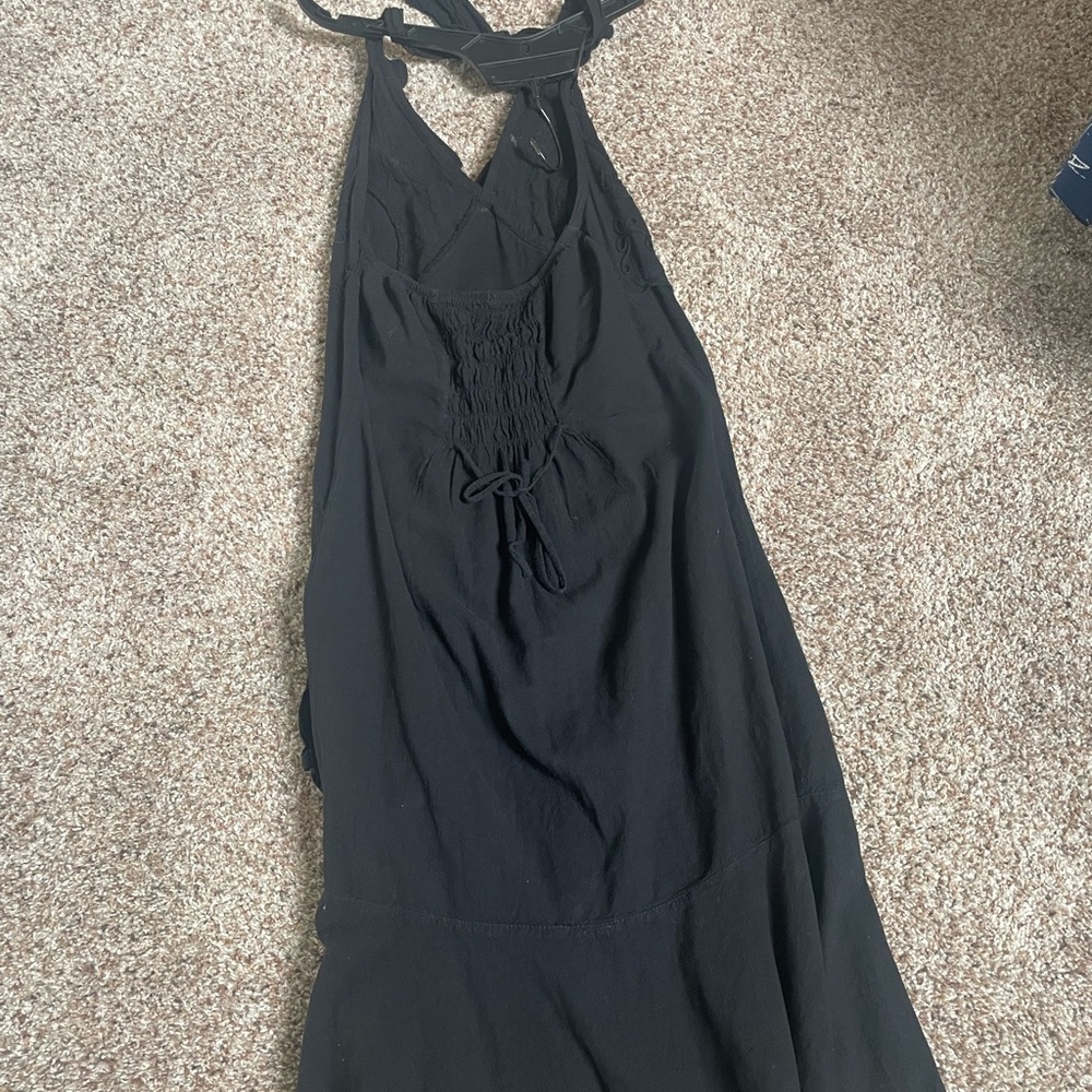 Glock Black ruffle halter sundress gauzy fabric size medium